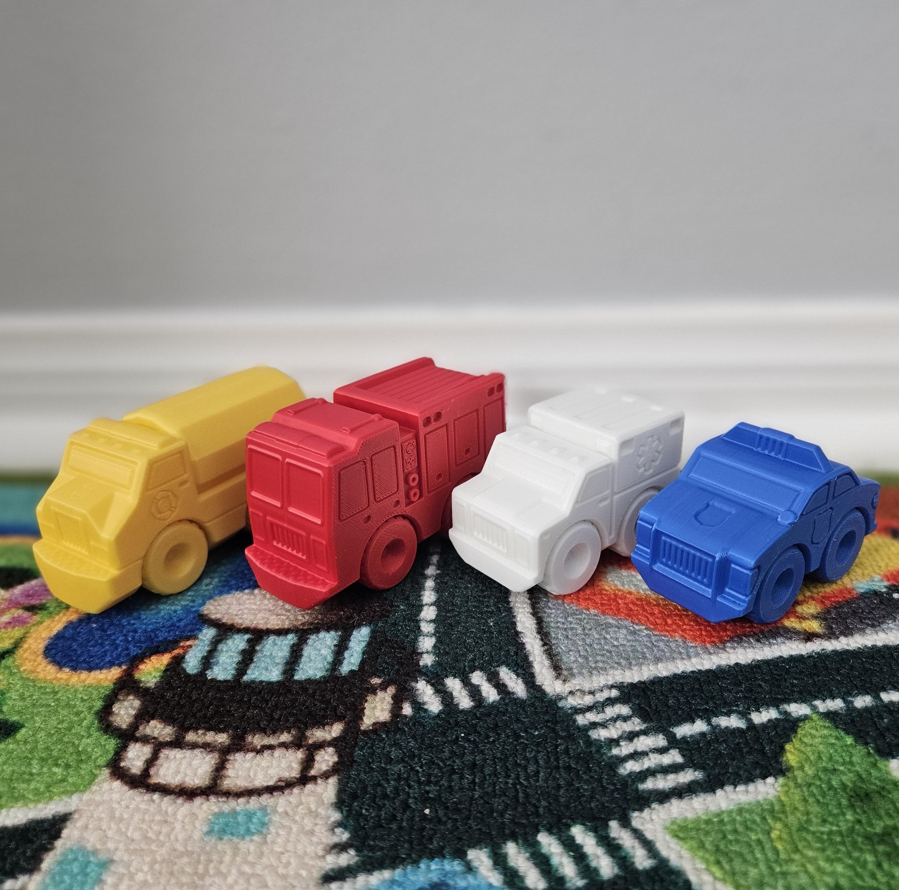 3D Printed Rescue Vehicle Bundle - Police Car, Fire Truck, and More